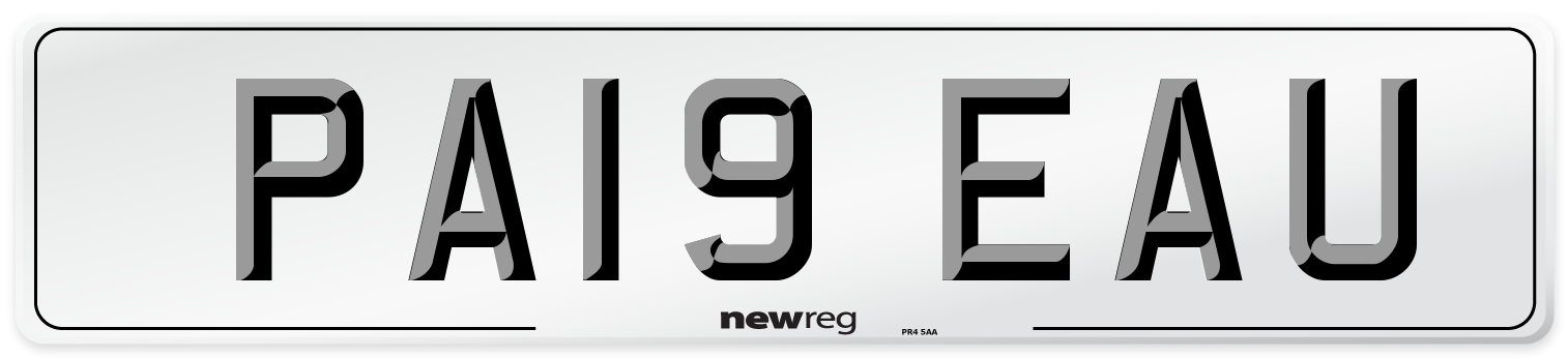 PA19 EAU Number Plate from New Reg